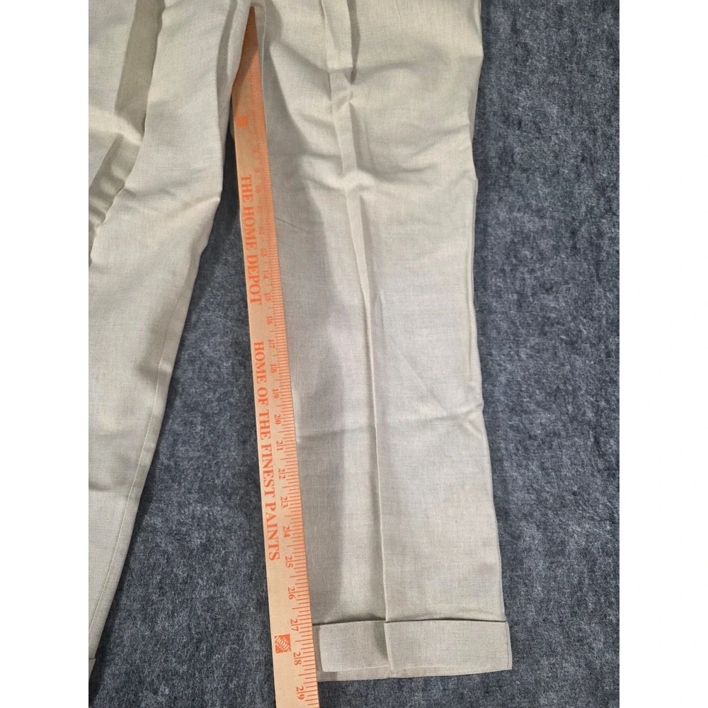 Vintage Dockers Pleated Linen Cotton Trousers Men 40x30 Beige Cuffed Chino Pants